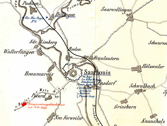 Region um Saarlouis (2. August 1870) Region um Saarlouis (2. August 1870)